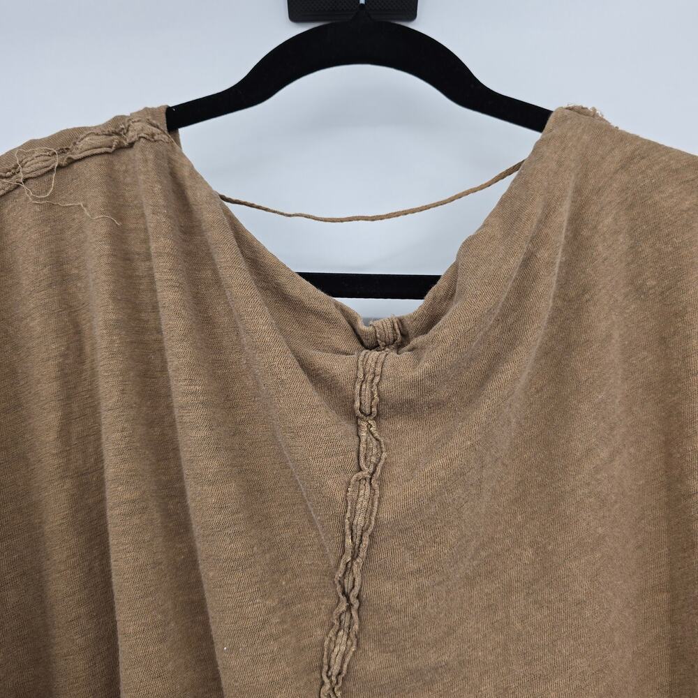 We The Free Women's Linen Blend Cowl Drape Neck Boxy Oversized Top Brown XL - Picture 4 of 11